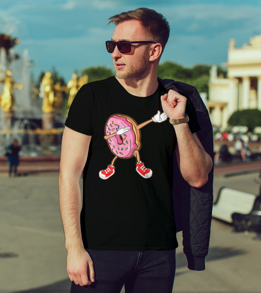 Dabbing Strawberry Frosted Donut With Sprinkles And Red Sneakers T-Shirt
