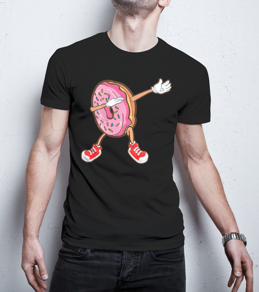 Dabbing Strawberry Frosted Donut With Sprinkles And Red Sneakers T-Shirt