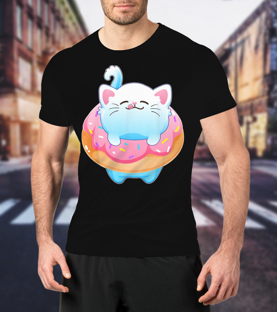 Donut Cat Kitty Lovers Sprinkled Sweet Treat Feline Delight T-Shirt