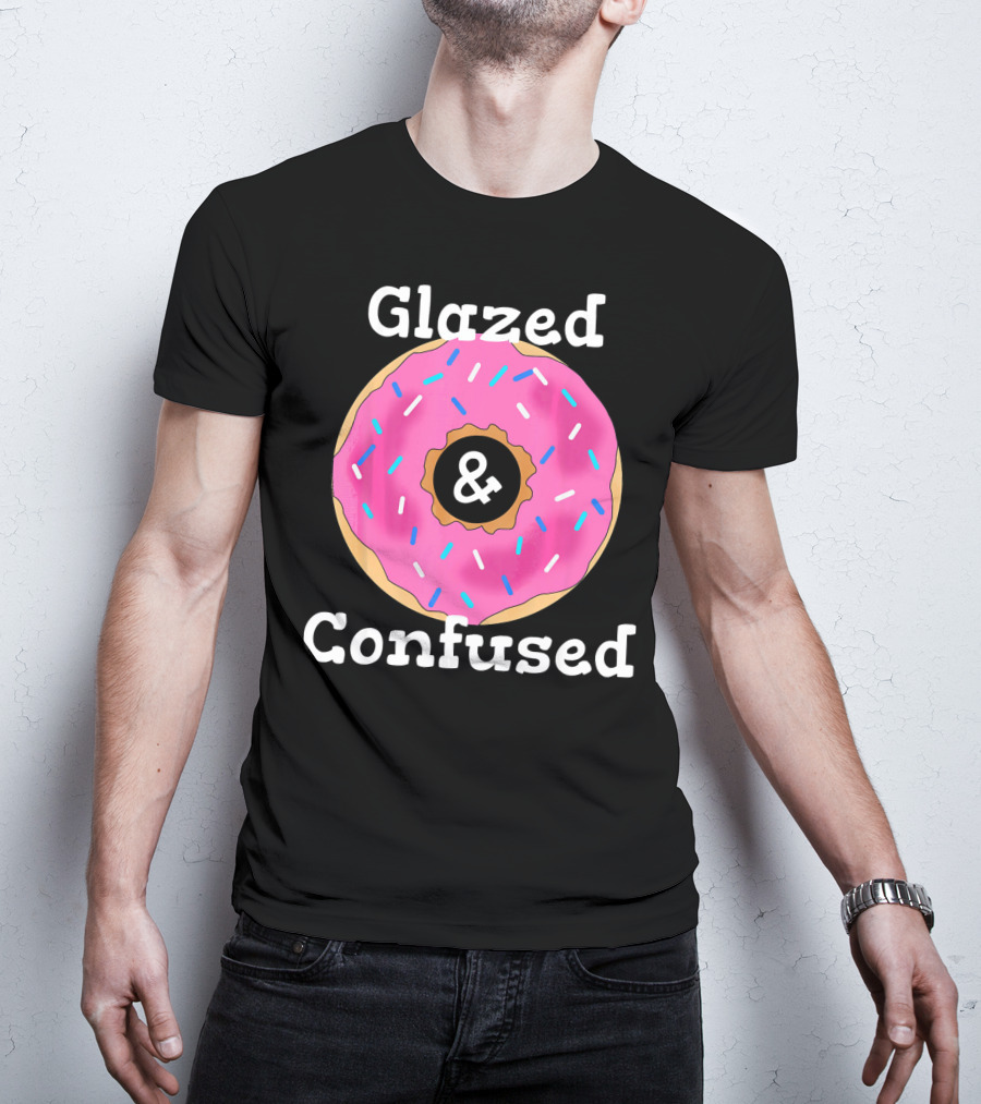 Glazed And Confused With Pink Sprinkled Donut T-Shirt