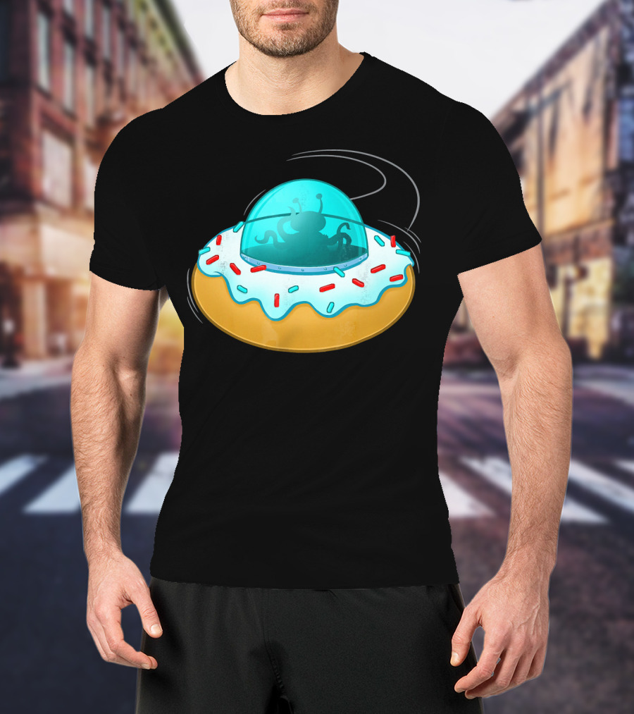 Funny UFO Donut With Cute Alien Sprinkles T-Shirt