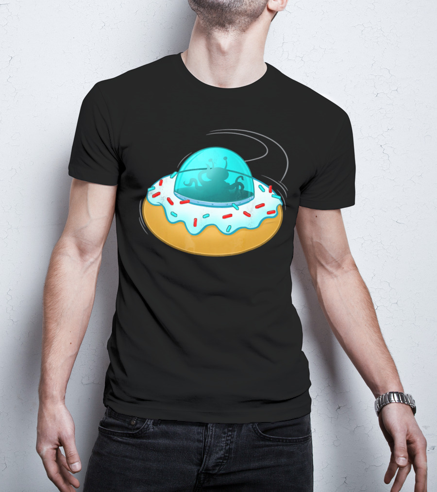 Funny UFO Donut With Cute Alien Sprinkles T-Shirt