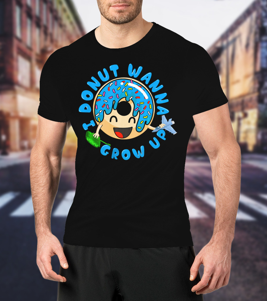 I Donut Wanna Grow Up Funny Kid Donut Sprinkles Airplane Money T-Shirt