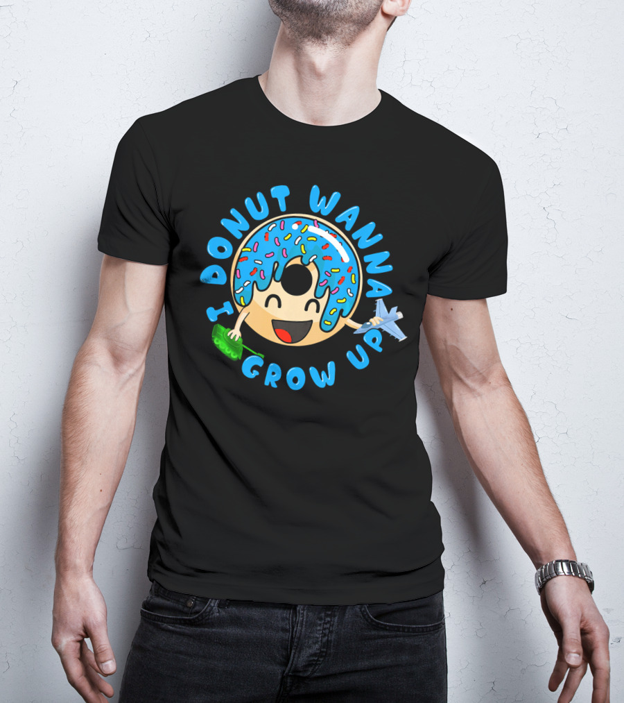 I Donut Wanna Grow Up Funny Kid Donut Sprinkles Airplane Money T-Shirt