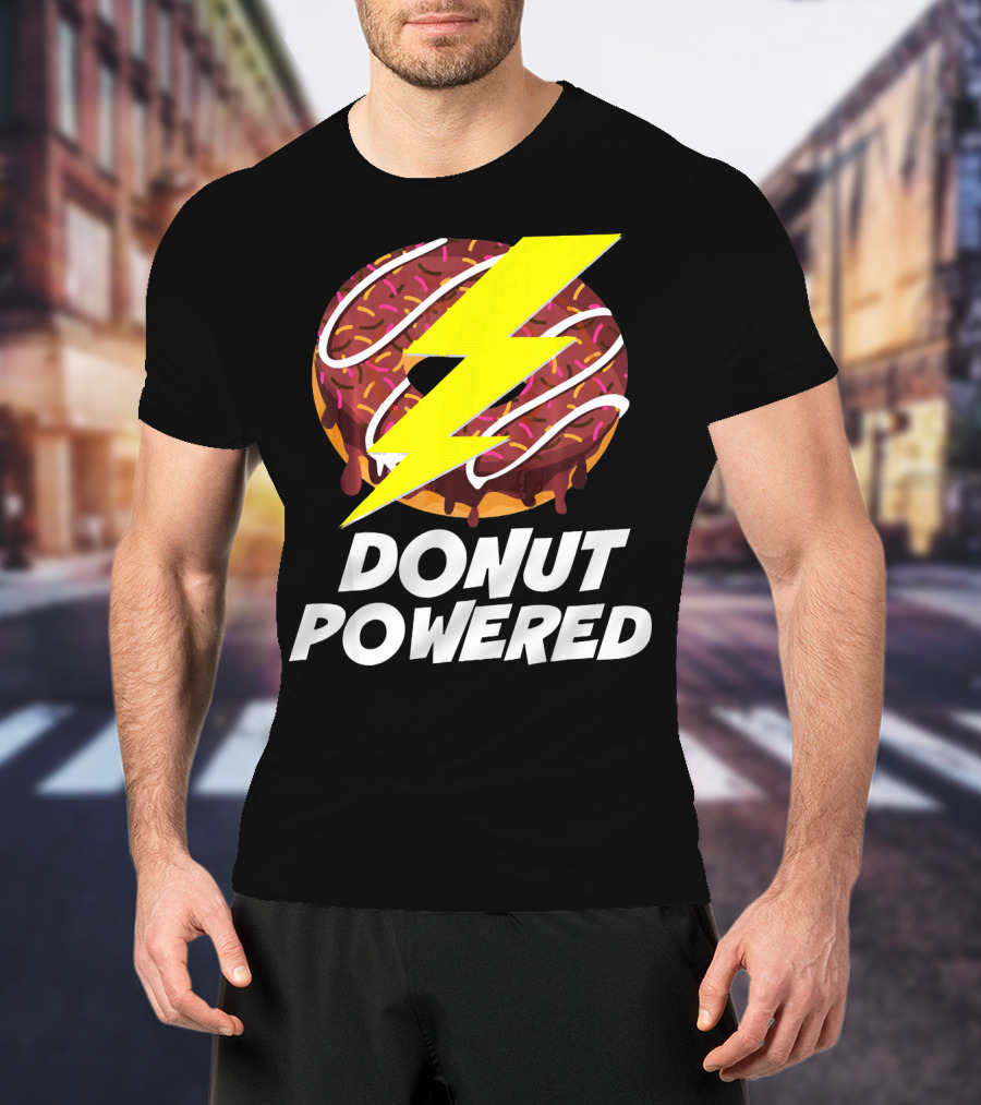 Donut Powered Lightning Bolt Donut With Sprinkles T-Shirt