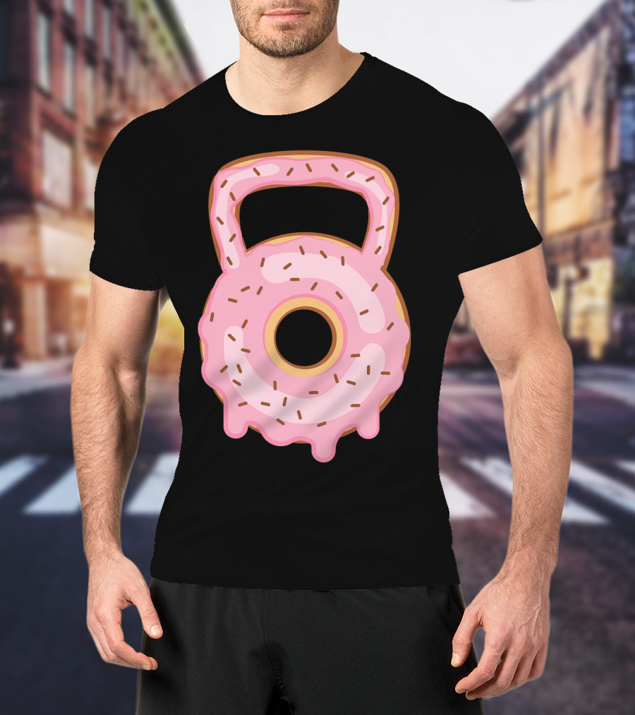 Kettlebell Donut Lover Gym Workout Pink Sprinkles T-Shirt