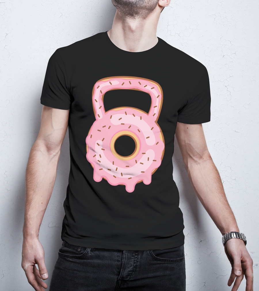 Kettlebell Donut Lover Gym Workout Pink Sprinkles T-Shirt