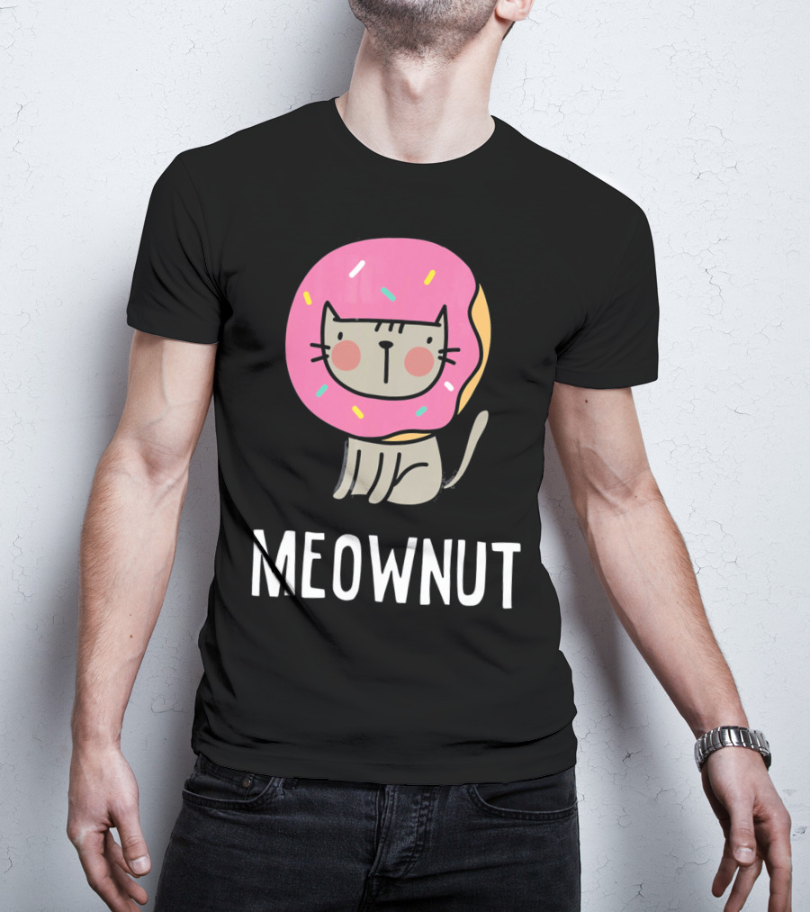 Cute Donut Cat Pun Meownut Funny Meownut T-Shirt