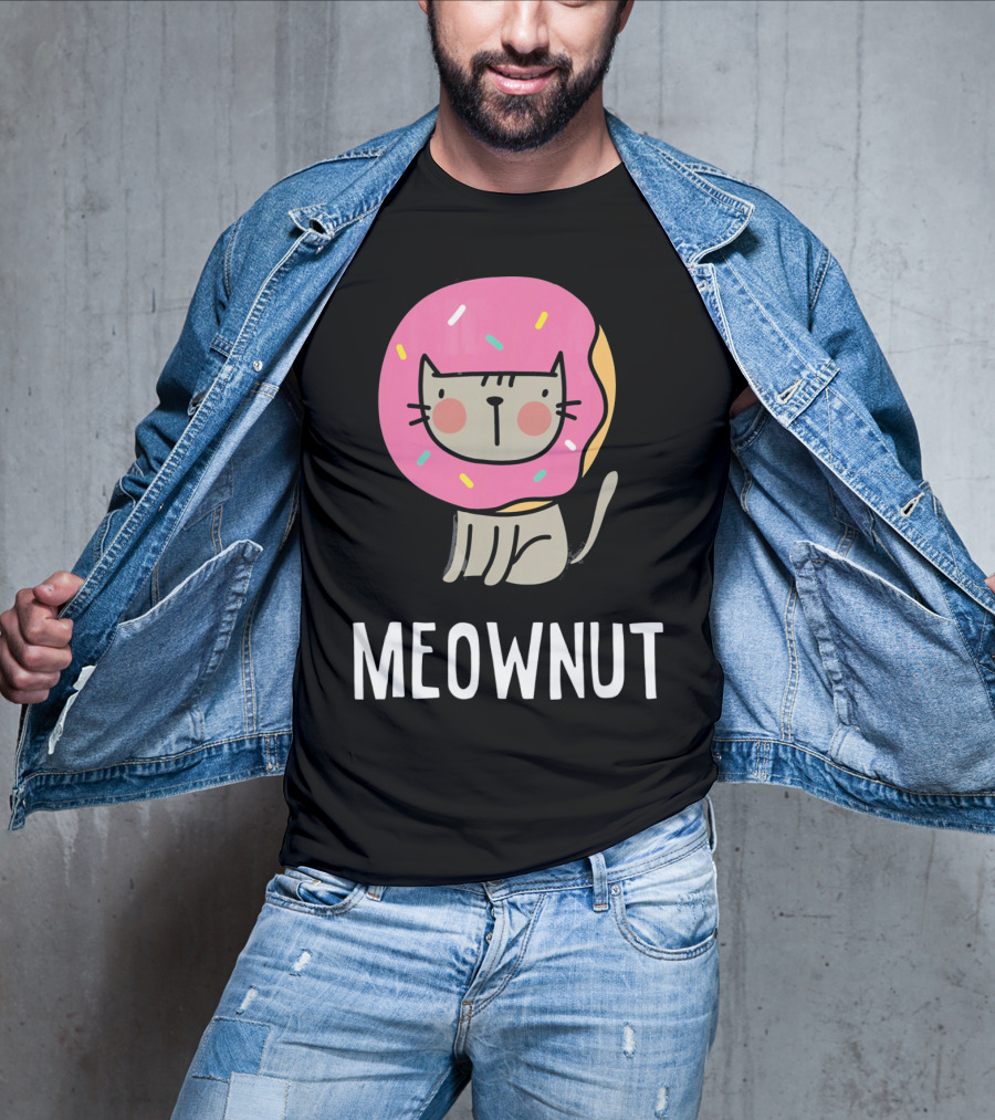 Cute Donut Cat Pun Meownut Funny Meownut T-Shirt
