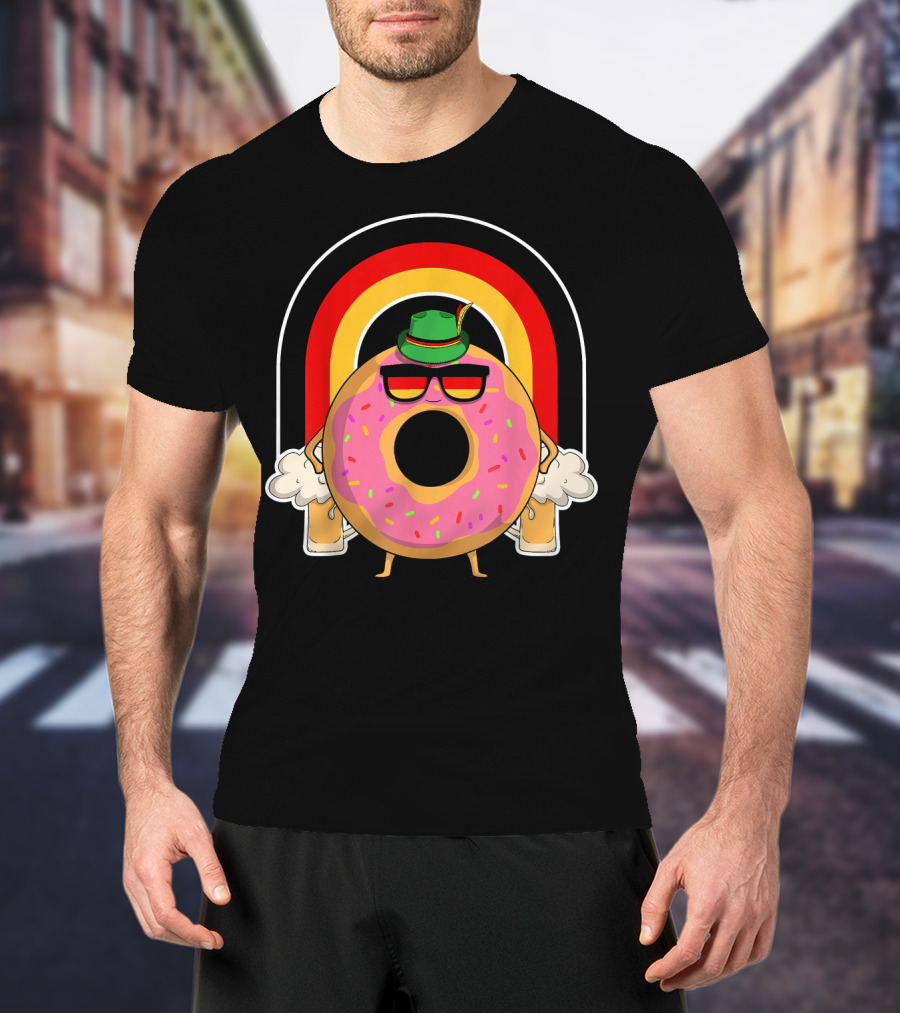 Donuts Beer Oktoberfest Prost German Fla Bavarian Rainbow Hat Party T-Shirt