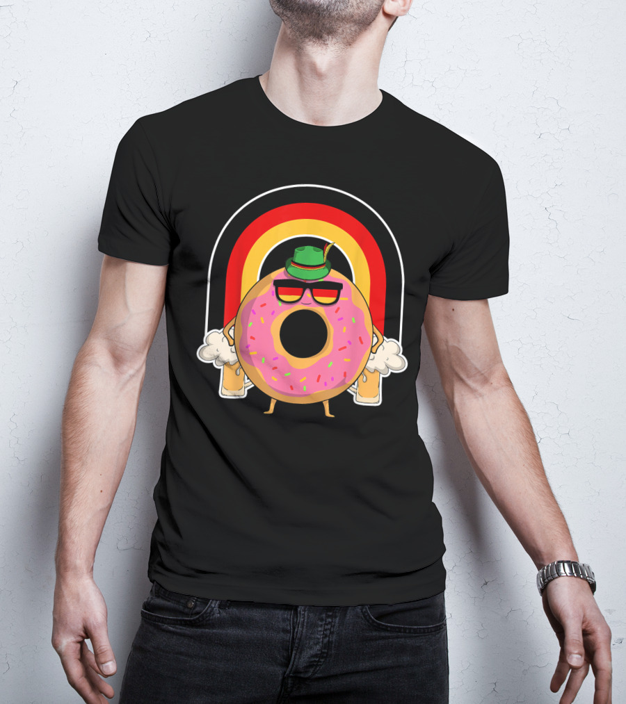 Donuts Beer Oktoberfest Prost German Fla Bavarian Rainbow Hat Party T-Shirt