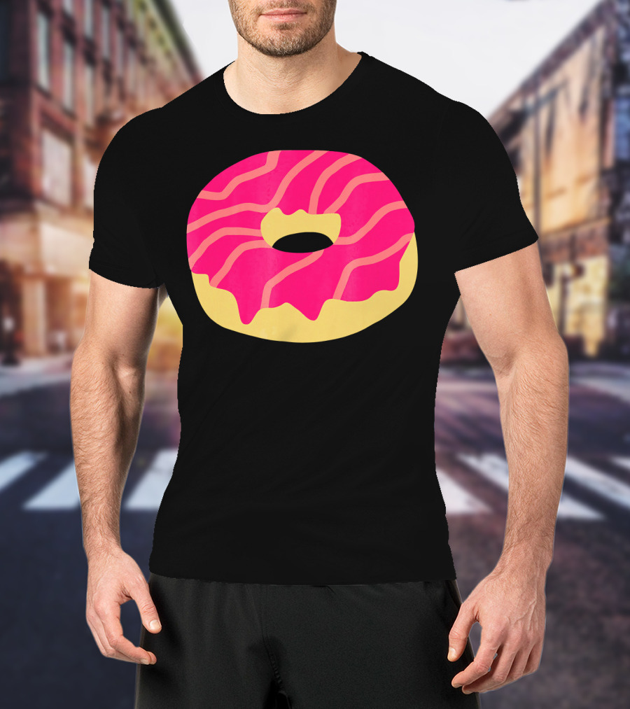 Donut With Pink Glaze And Vibrant Stripes T-Shirt