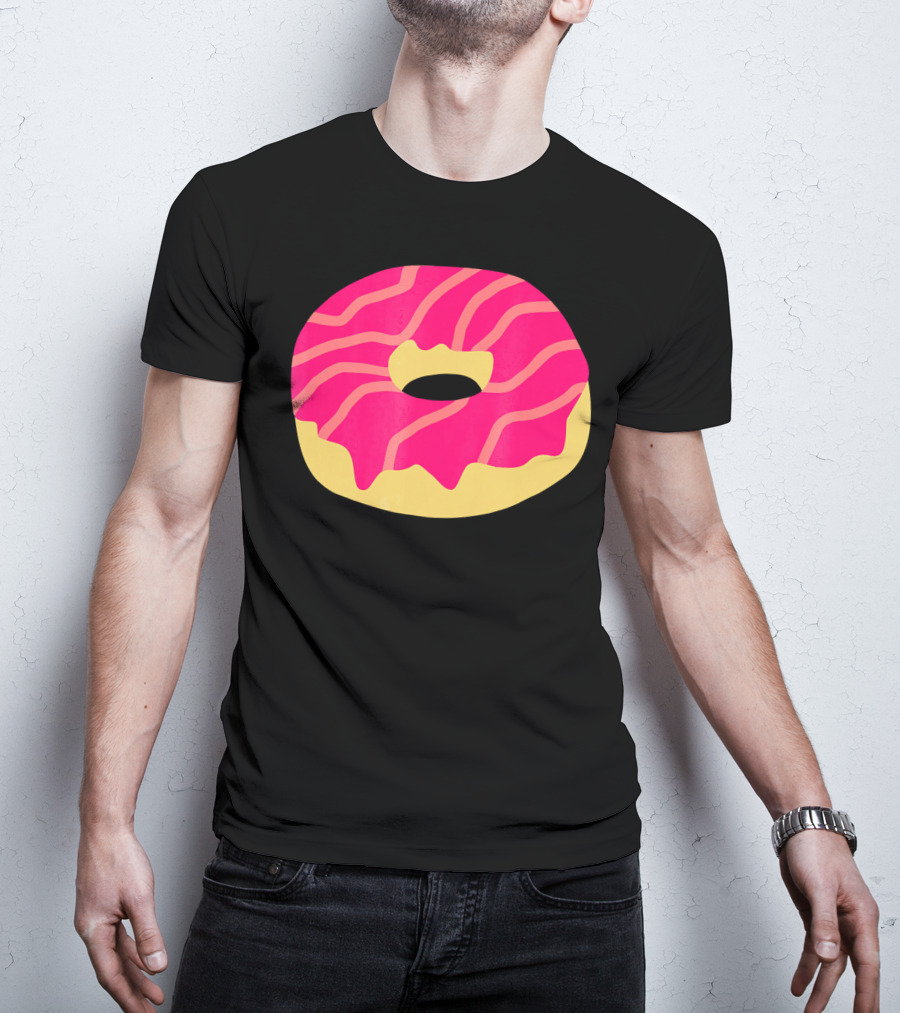 Donut With Pink Glaze And Vibrant Stripes T-Shirt