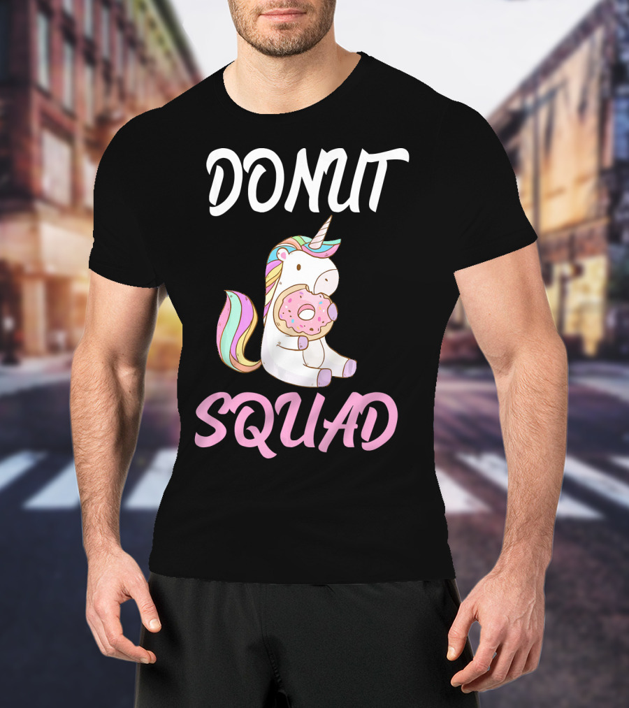 Donut Squad Unicorn Holding Donut With Cute Expression T-Shirt
