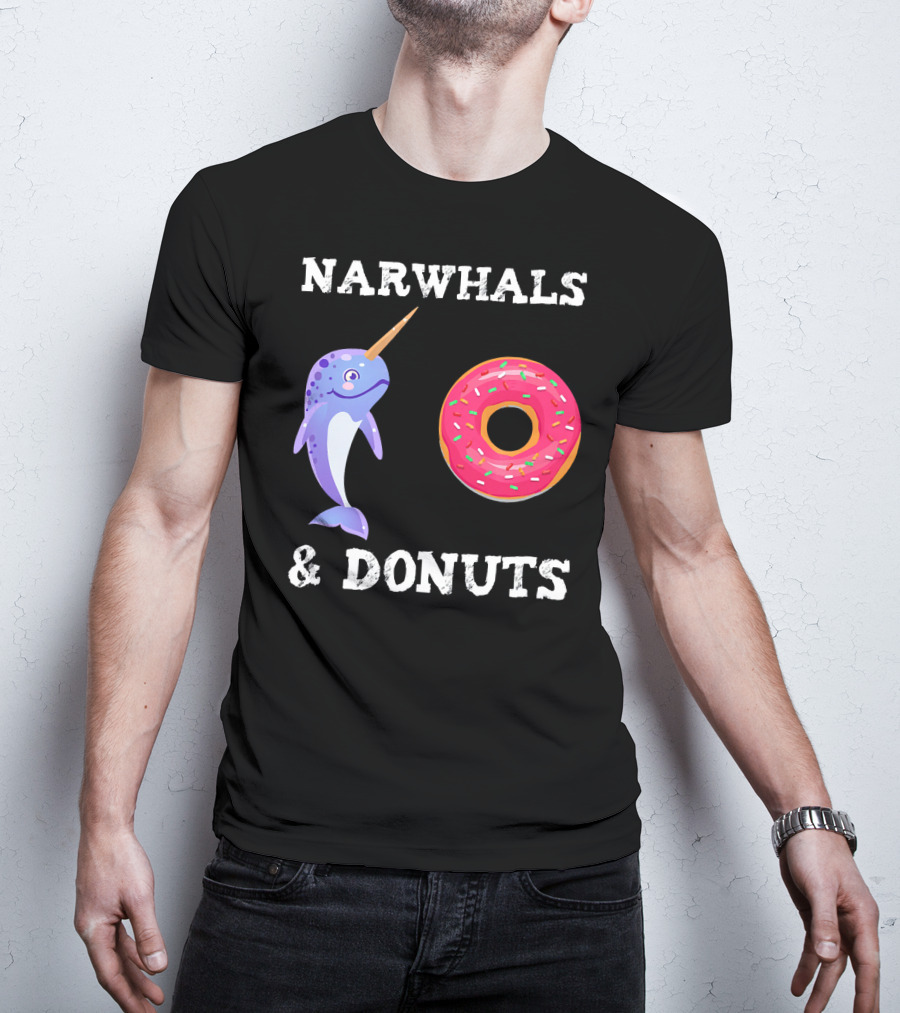 Narwhals And Donuts Funny Doughnut Combo T-Shirt