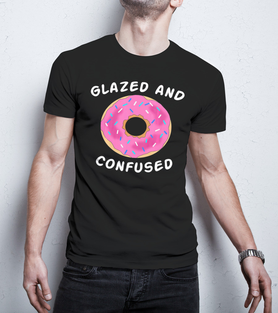 Glazed And Confused Donut Lover Pink Sprinkle Doughnut T-Shirt