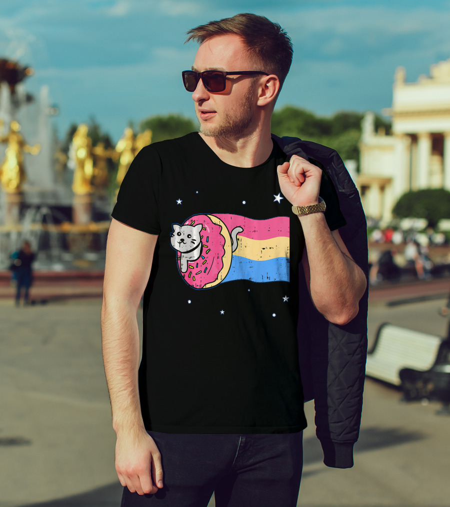 Donut Cat Nyan Rainbow Sprinkles Cute Doughnut Stars T-Shirt