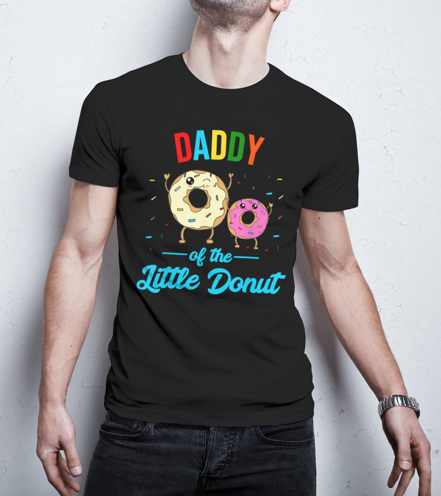 Mens Daddy Of The Little Donut Cute Colorful Sprinkles Character Duo T-Shirt