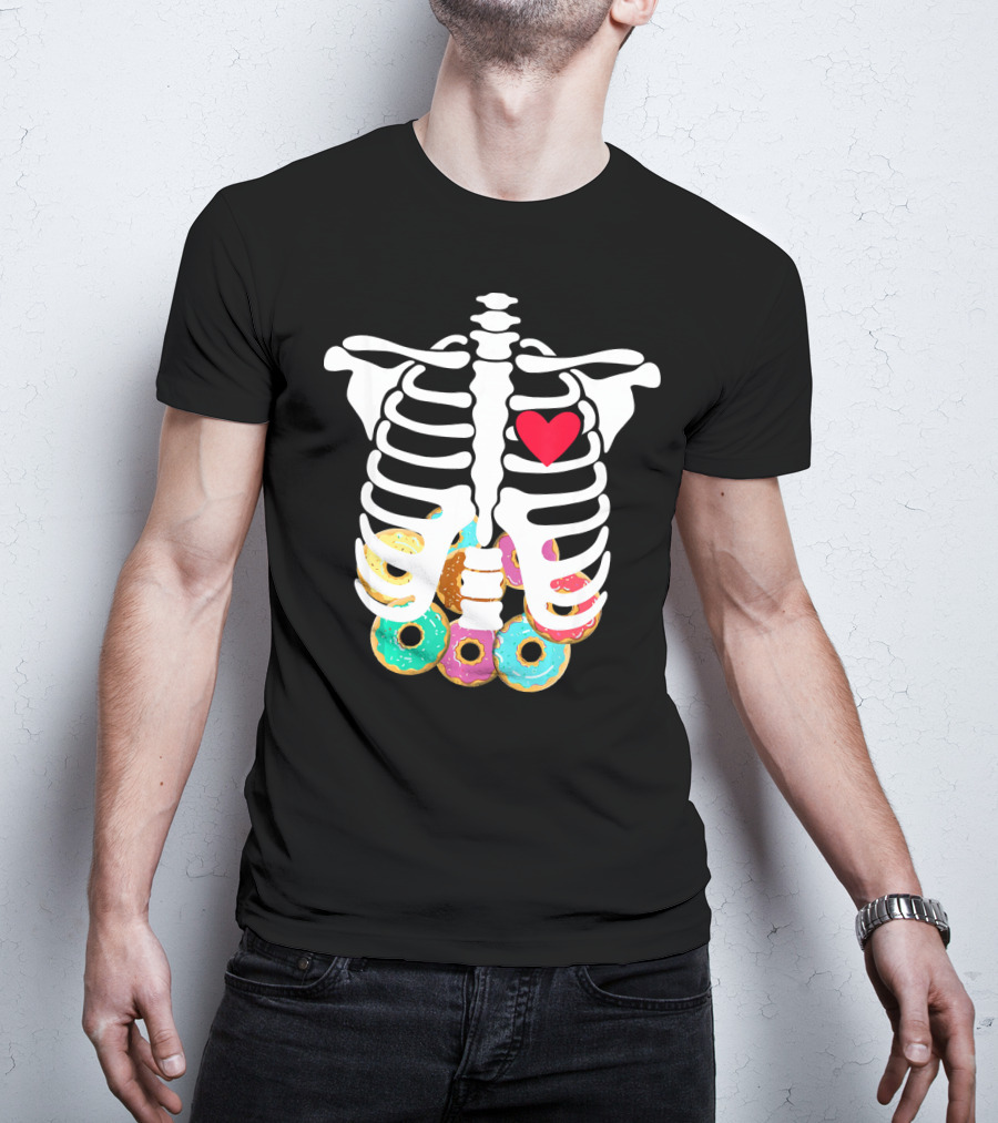 Rib Cage Skeleton X Ray Donuts Heart T-Shirt
