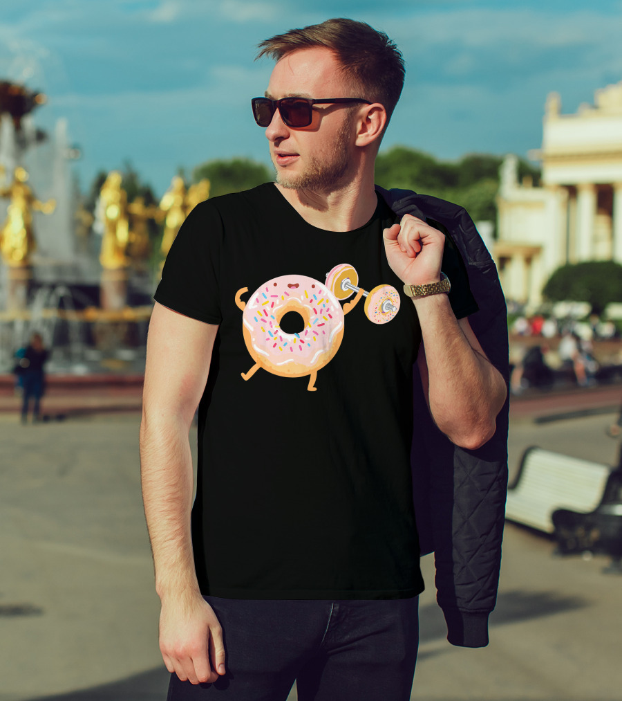 Funny Donut Gym Barbell Fitness Humor T-Shirt