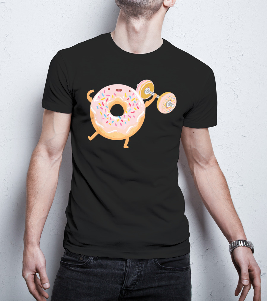 Funny Donut Gym Barbell Fitness Humor T-Shirt