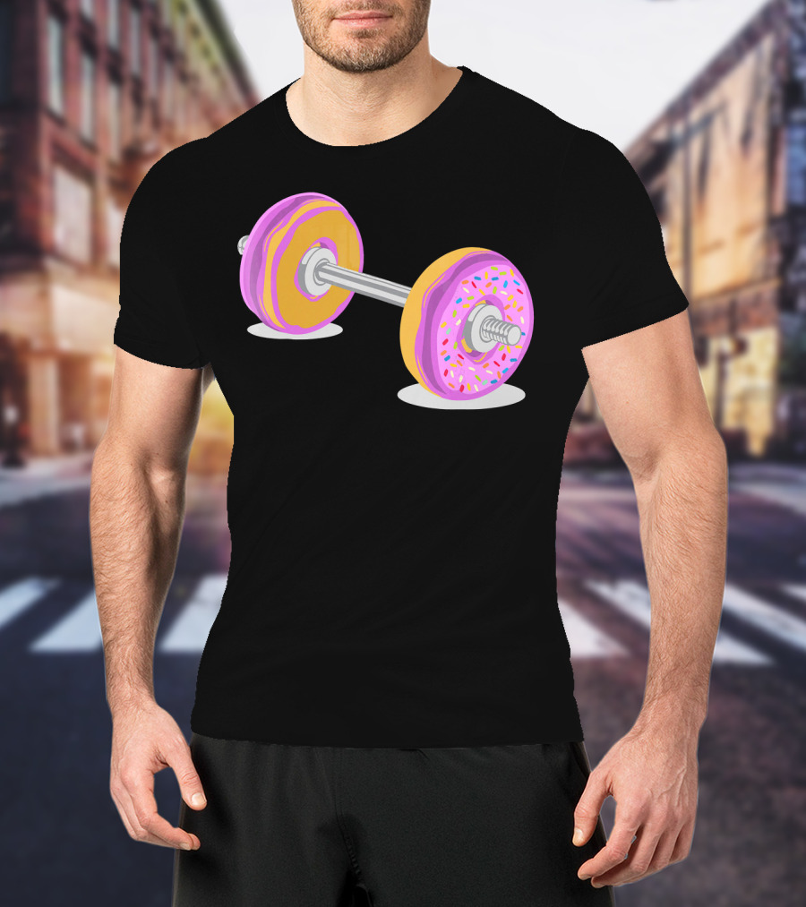 Donut Barbell Sprinkle Weightlifting Humor Novelty T-Shirt