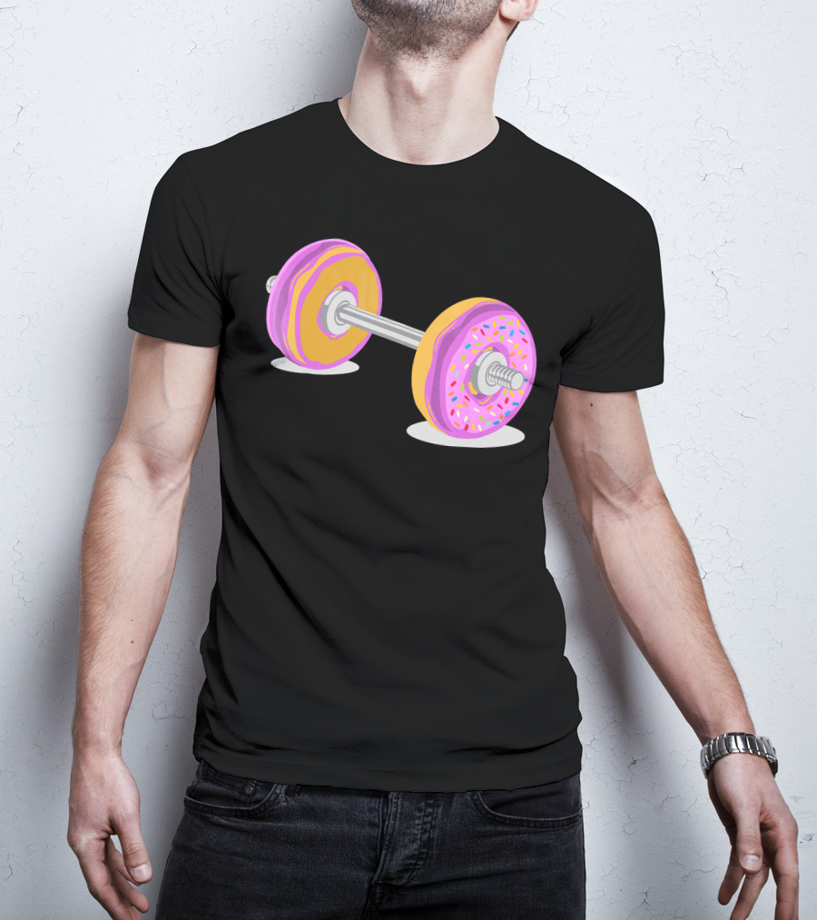 Donut Barbell Sprinkle Weightlifting Humor Novelty T-Shirt