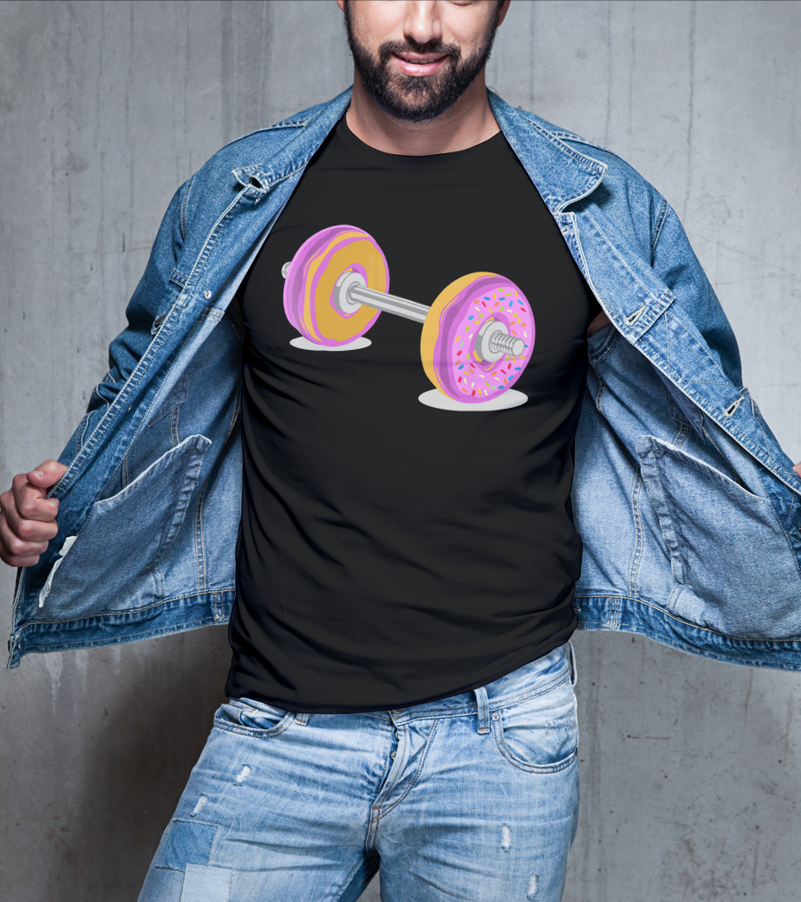 Donut Barbell Sprinkle Weightlifting Humor Novelty T-Shirt