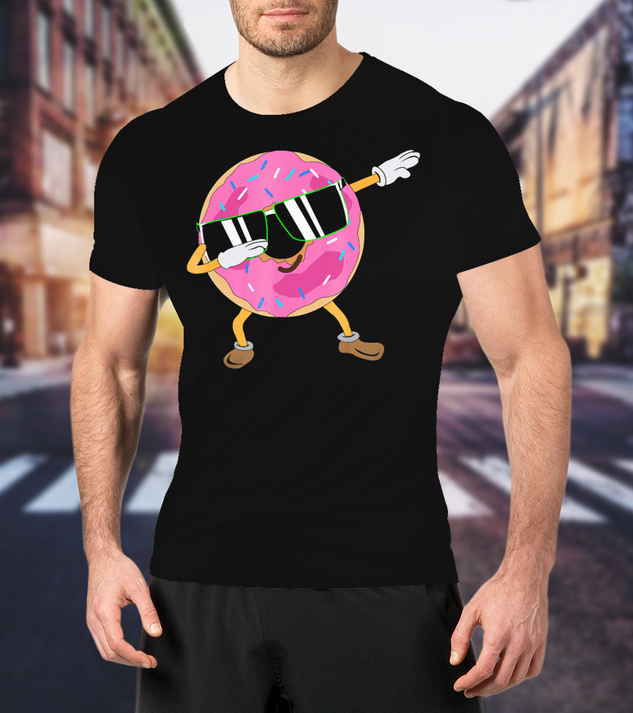 Cool Dabbing Donut Sprinkles Sunglasses Fun T-Shirt