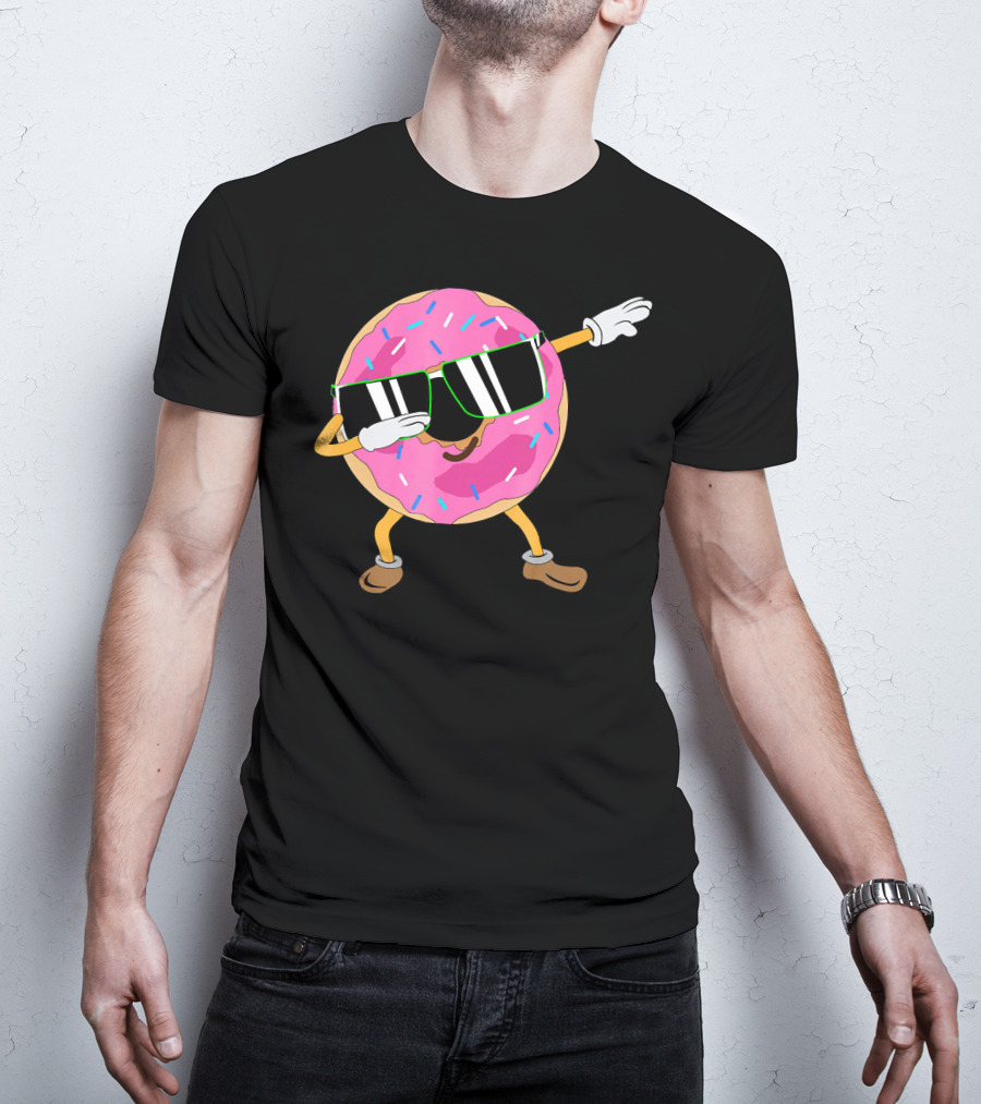 Cool Dabbing Donut Sprinkles Sunglasses Fun T-Shirt