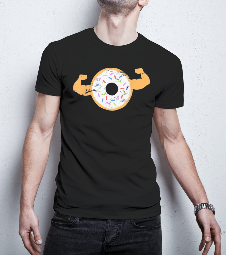 Mens Muscle Donut Flexing Funny Powerlifting T-Shirt