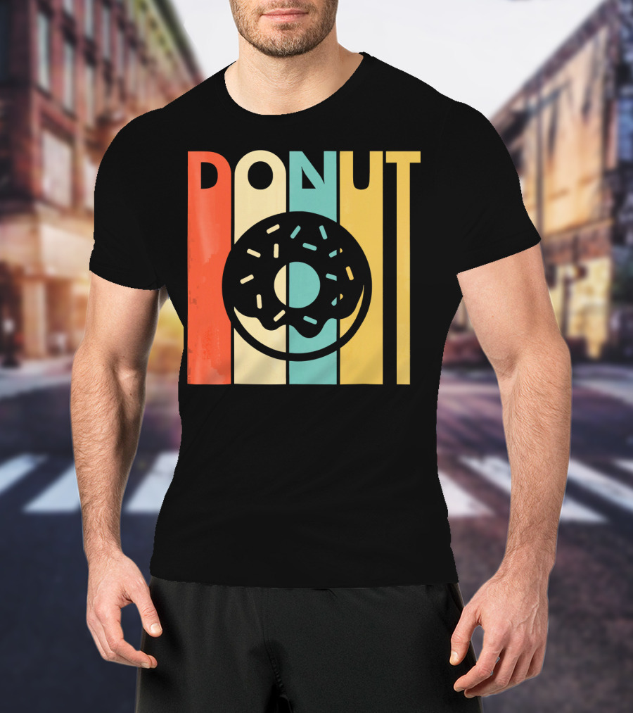 Vintage Style Donut Retro Stripes T-Shirt