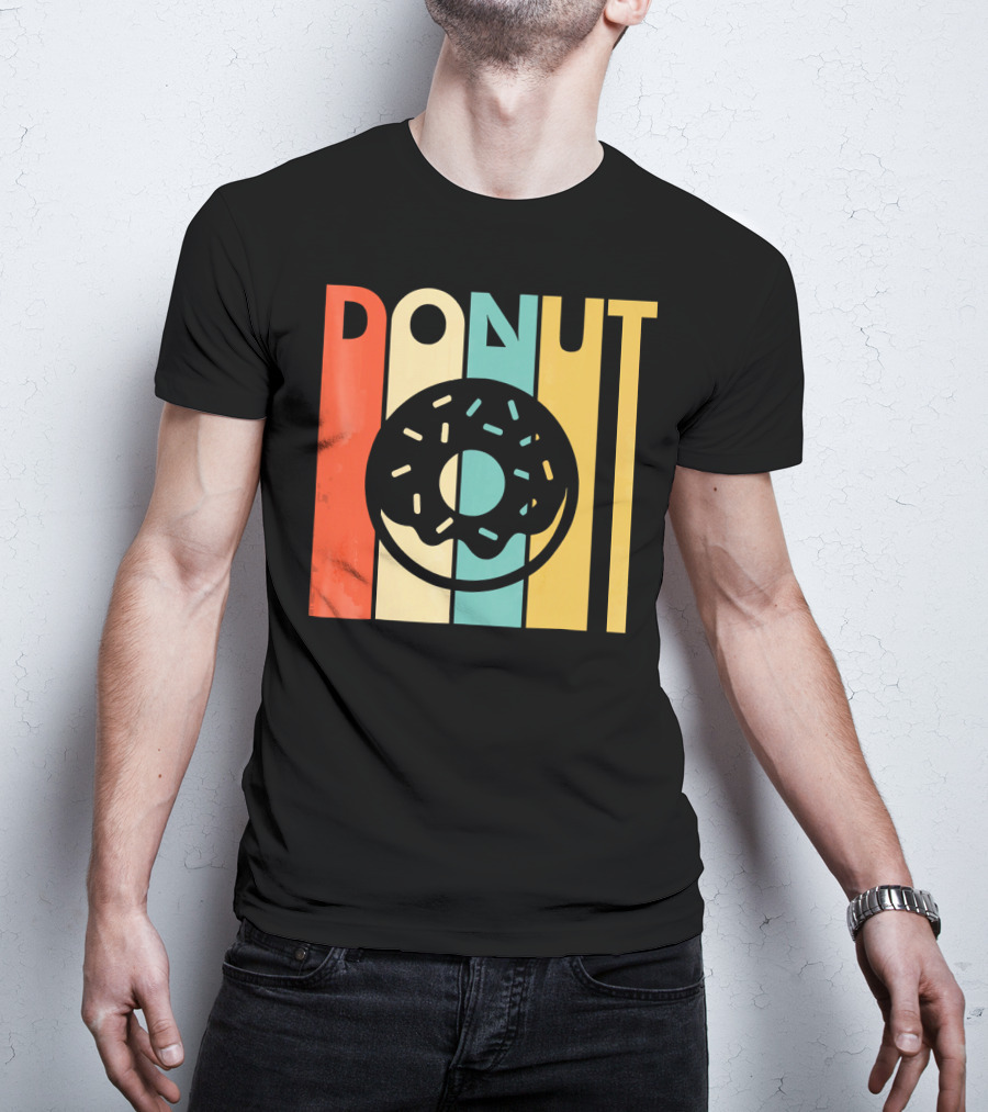 Vintage Style Donut Retro Stripes T-Shirt