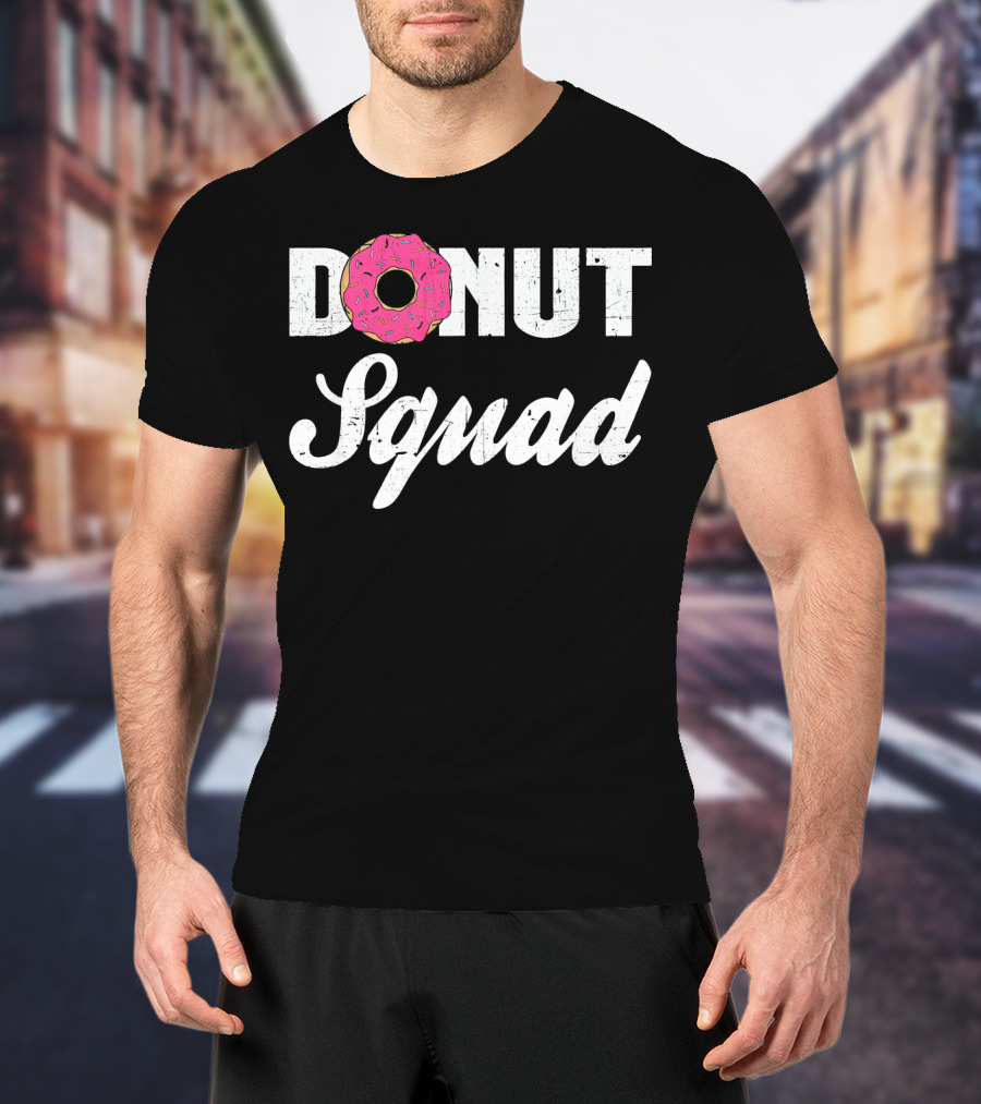 Donut Squad Funny Doughnut Lovers And Poli With Pink Frosted Topped Letters T-Shirt
