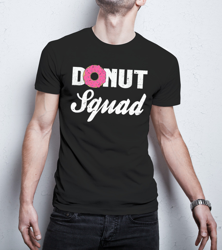 Donut Squad Funny Doughnut Lovers And Poli With Pink Frosted Topped Letters T-Shirt