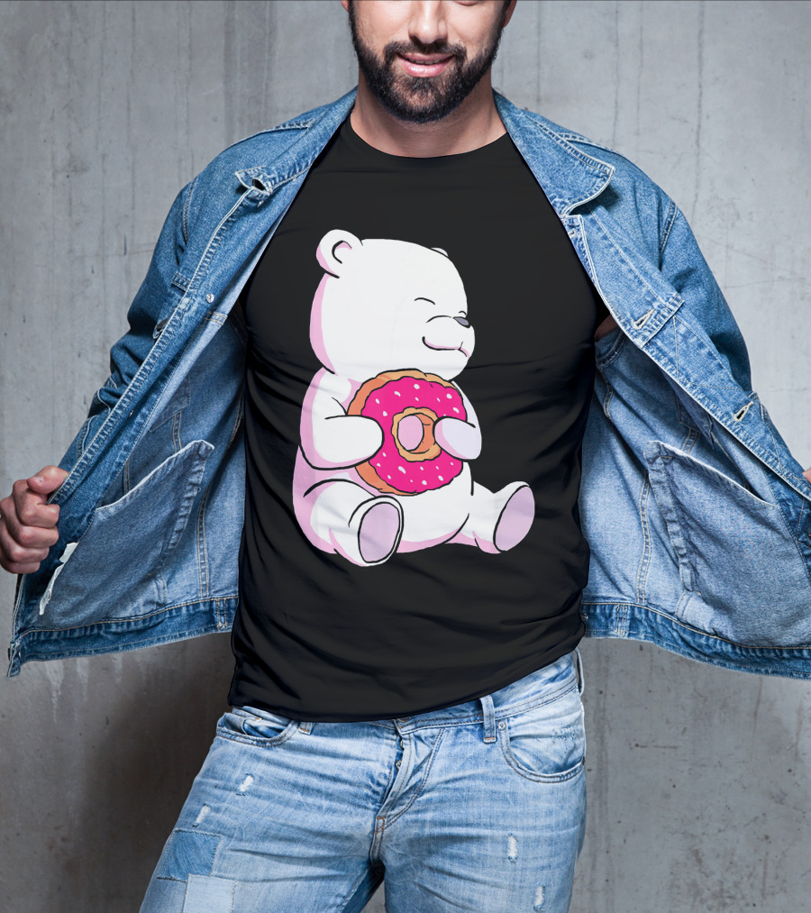 Polar Bear Holding Donut Animal Lover T-Shirt