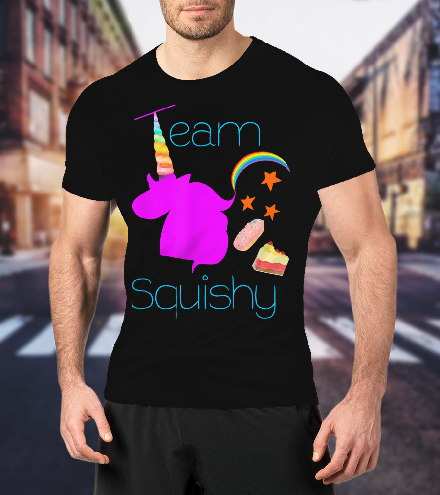 Team Squishy Forever Unicorn Rainbow Donut Cake Stars T-Shirt