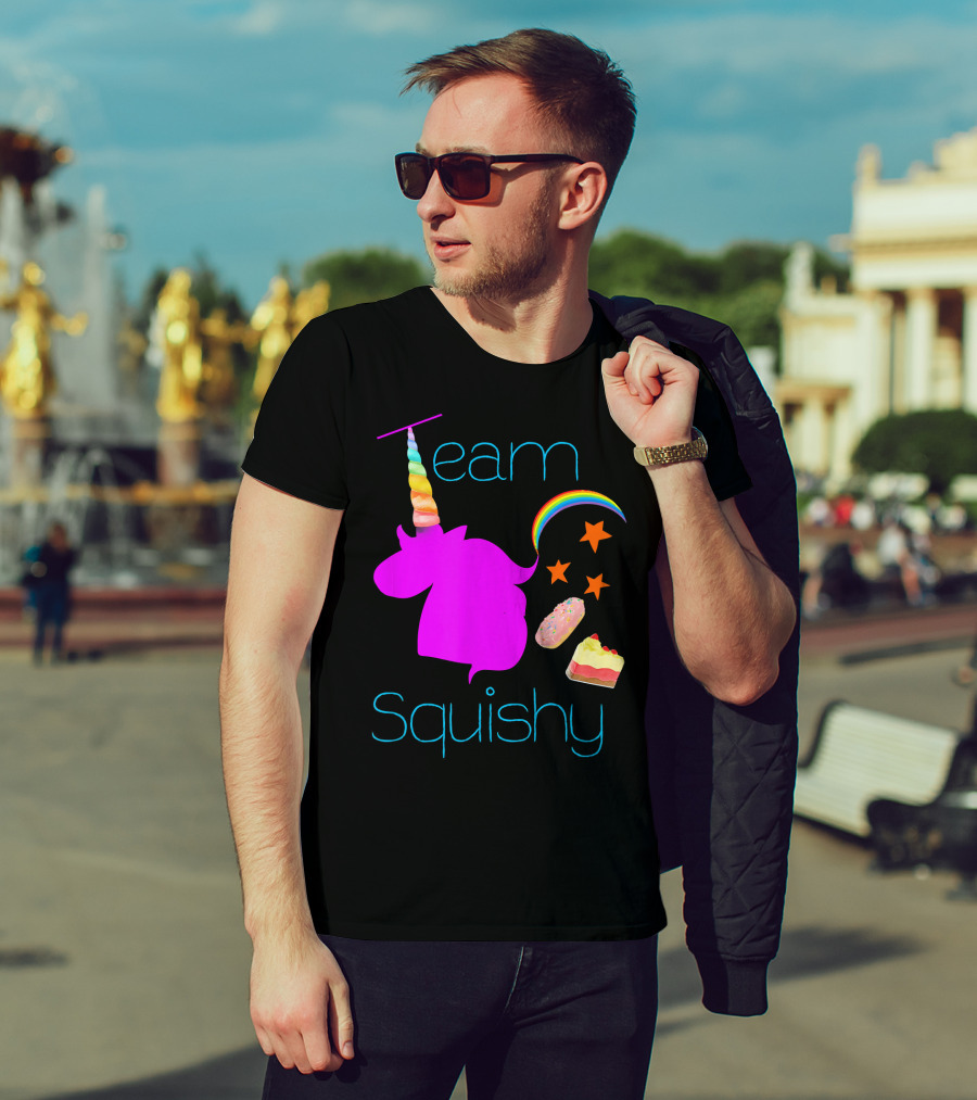 Team Squishy Forever Unicorn Rainbow Donut Cake Stars T-Shirt