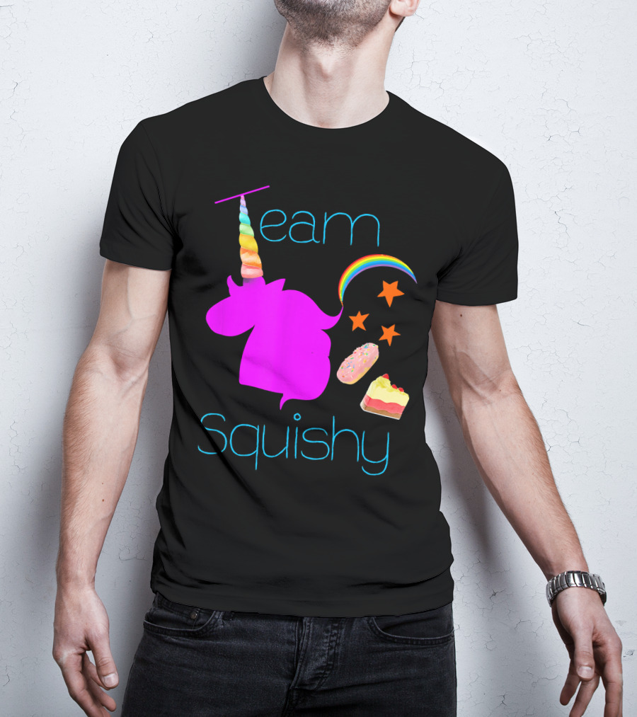 Team Squishy Forever Unicorn Rainbow Donut Cake Stars T-Shirt