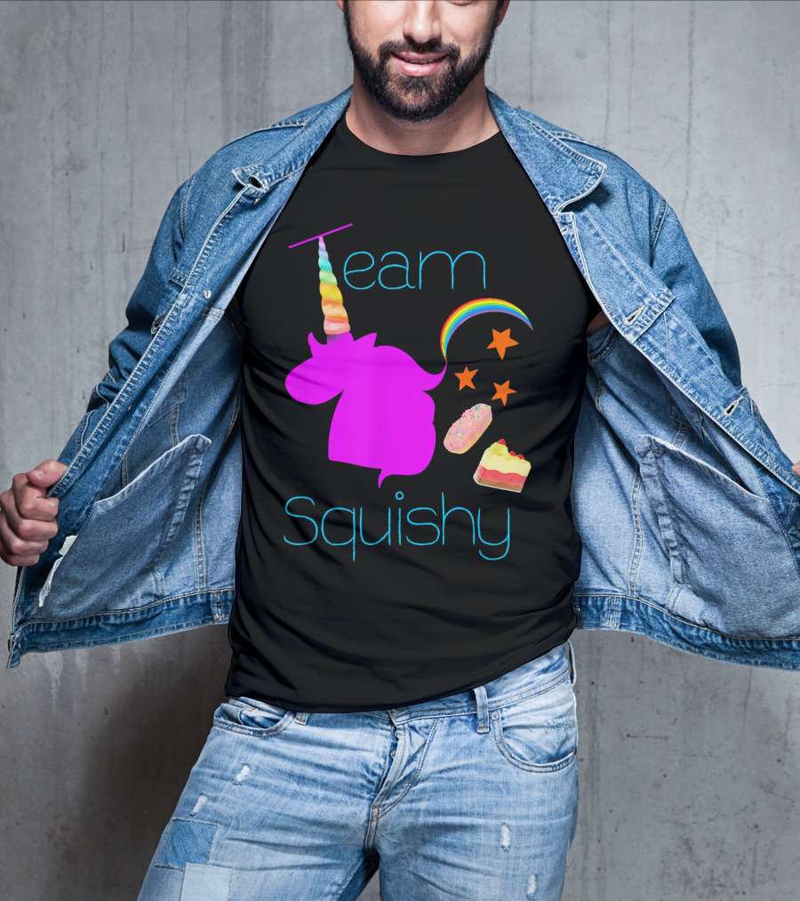 Team Squishy Forever Unicorn Rainbow Donut Cake Stars T-Shirt