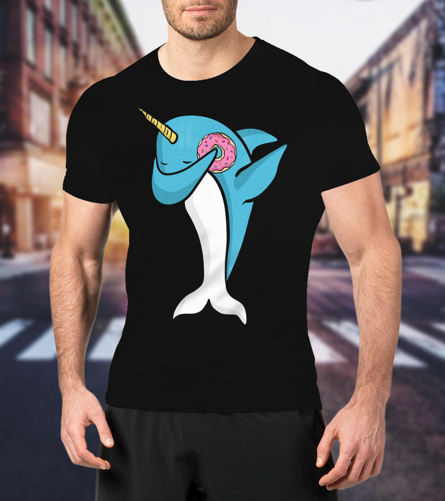 Narwhal Dabbing With Donut Pose T-Shirt