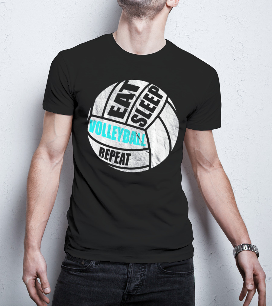 Eat Sleep Volleyball Repeat Distressed Girls Or Boys T-Shirt