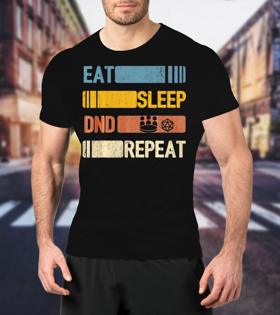 Eat Sleep DND Dice Crown Repeat T-Shirt