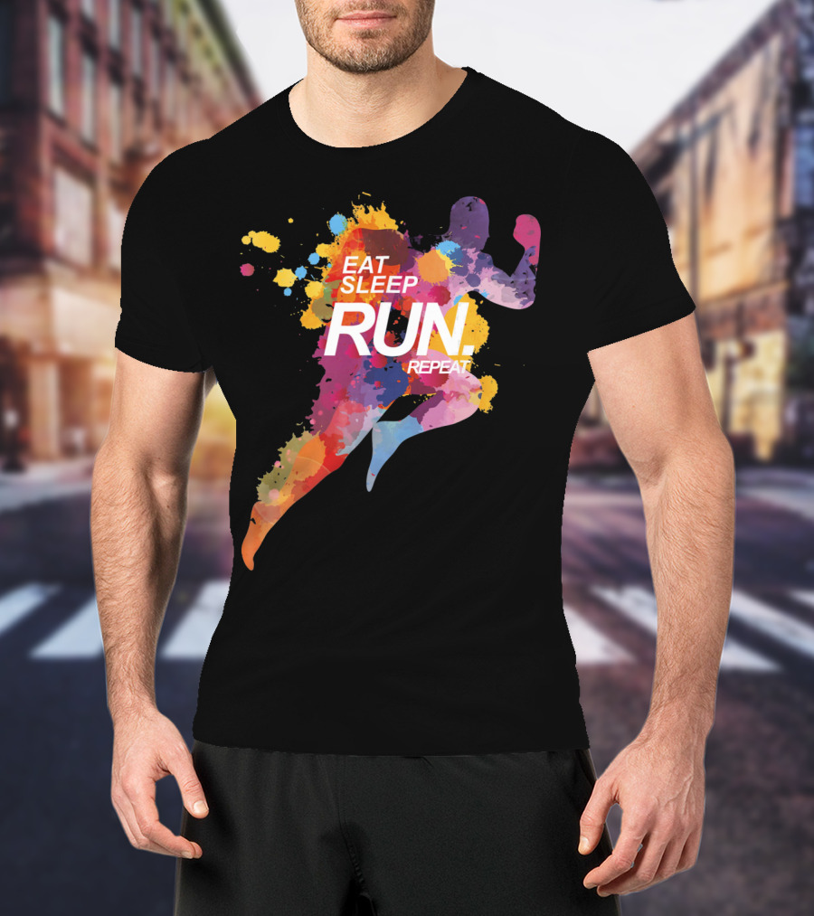 Eat Sleep Run Repeat Colorful Runner T-Shirt