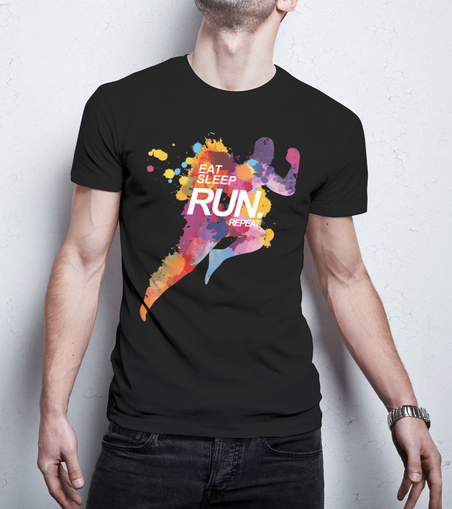 Eat Sleep Run Repeat Colorful Runner T-Shirt