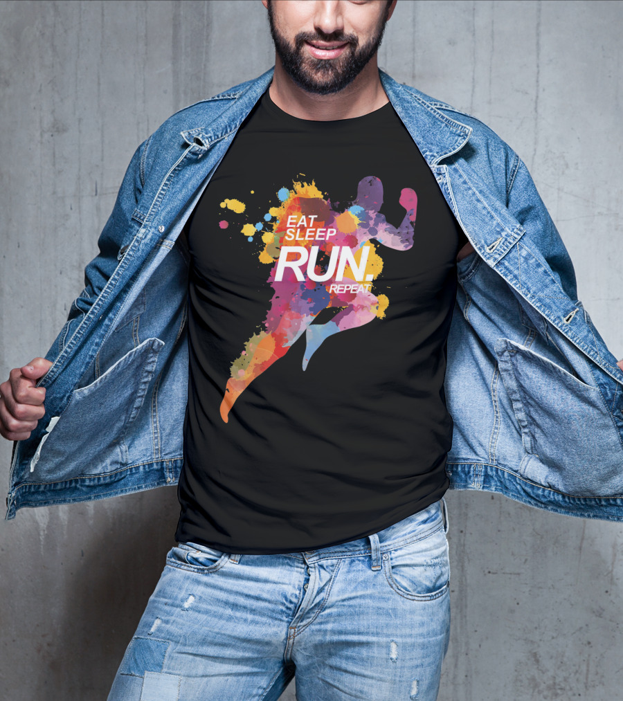 Eat Sleep Run Repeat Colorful Runner T-Shirt
