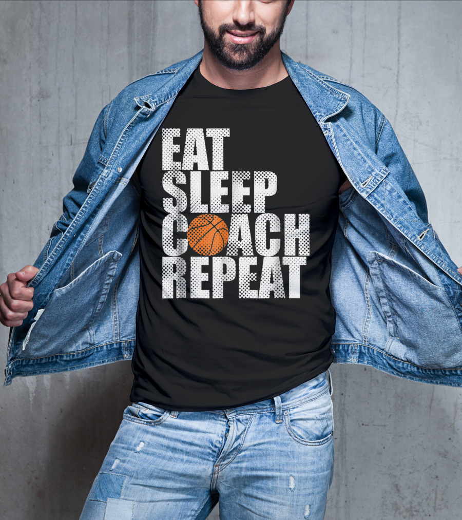 Eat Sleep Coach Basketball Repeat Vintage Style Fun Sports T-Shirt