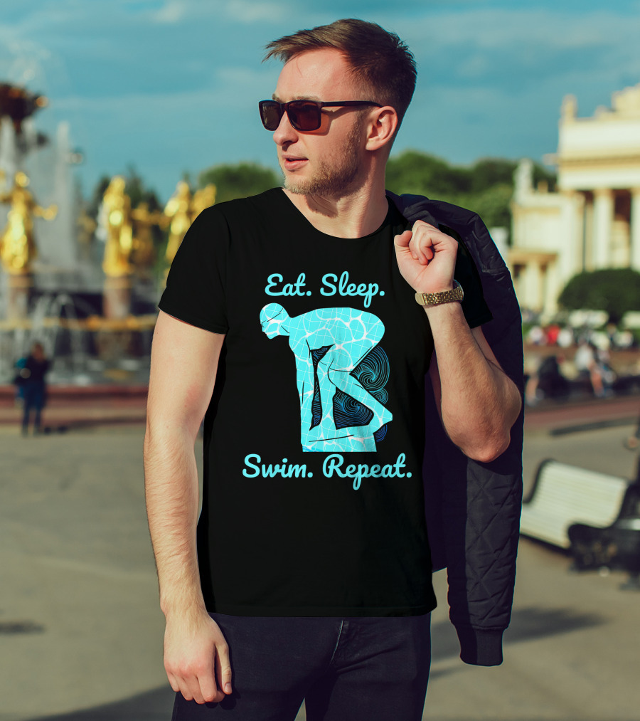 Eat Sleep Swim Repeat Swimmer In Diving Stance T-Shirt