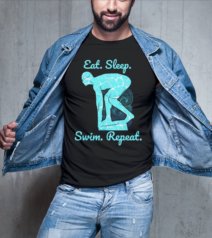 Eat Sleep Swim Repeat Swimmer In Diving Stance T-Shirt