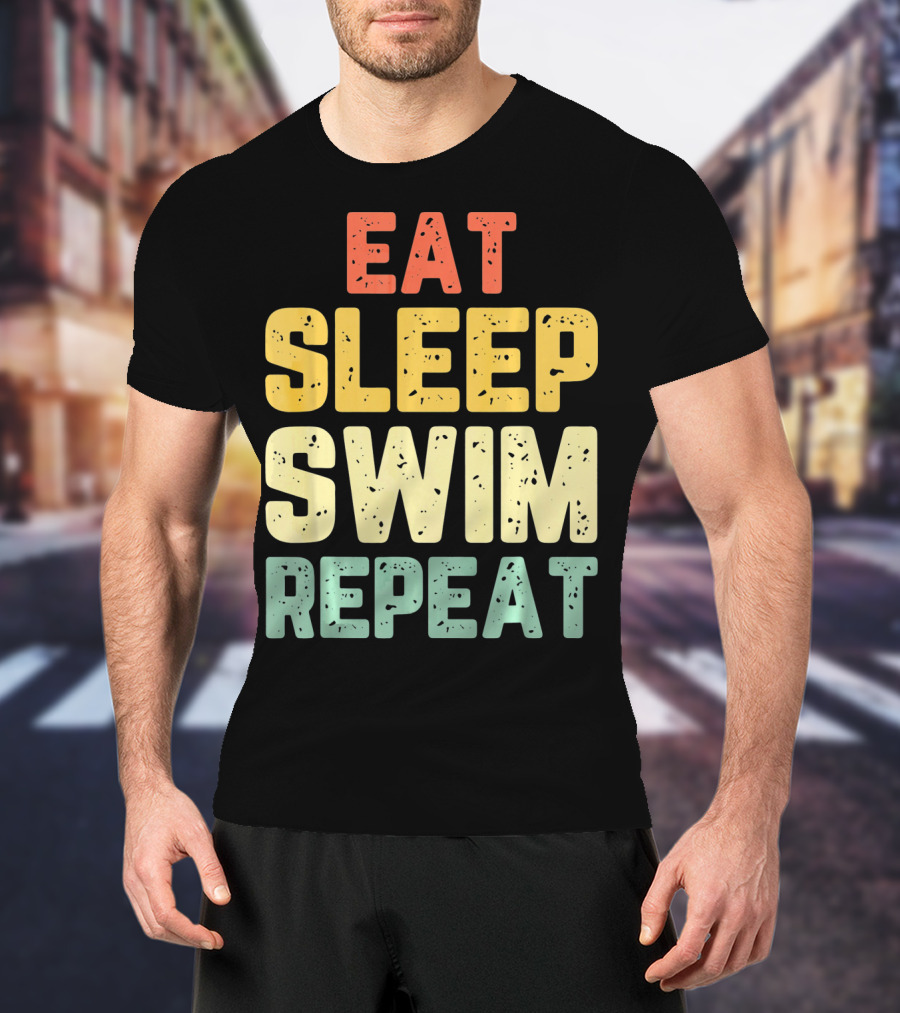 Eat Sleep Swim Repeat Swimming Vintage T-Shirt